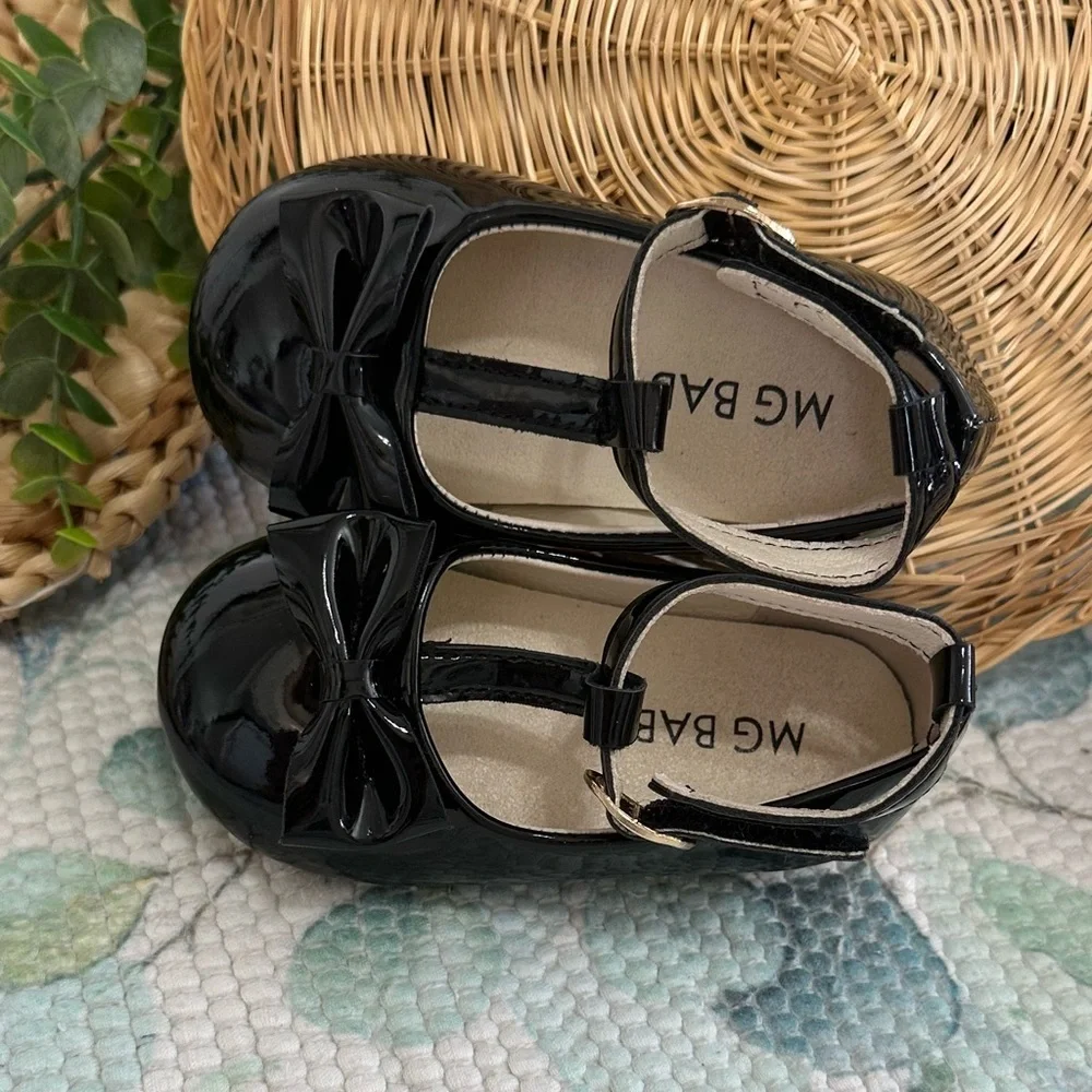 MG Baby Toddler Girl’s Black Bow Knot Mary Jane Dress Shoes Size 6